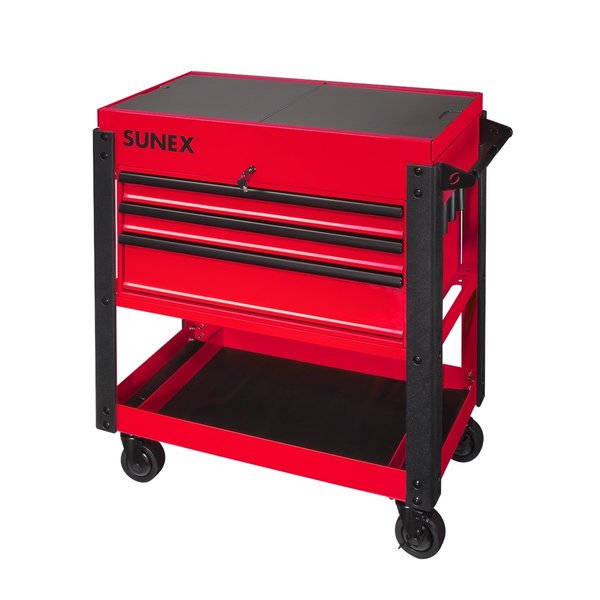Sunex Â® Tools 3-Drawer Utility Cart w/ Sliding Top, Red 8035XT